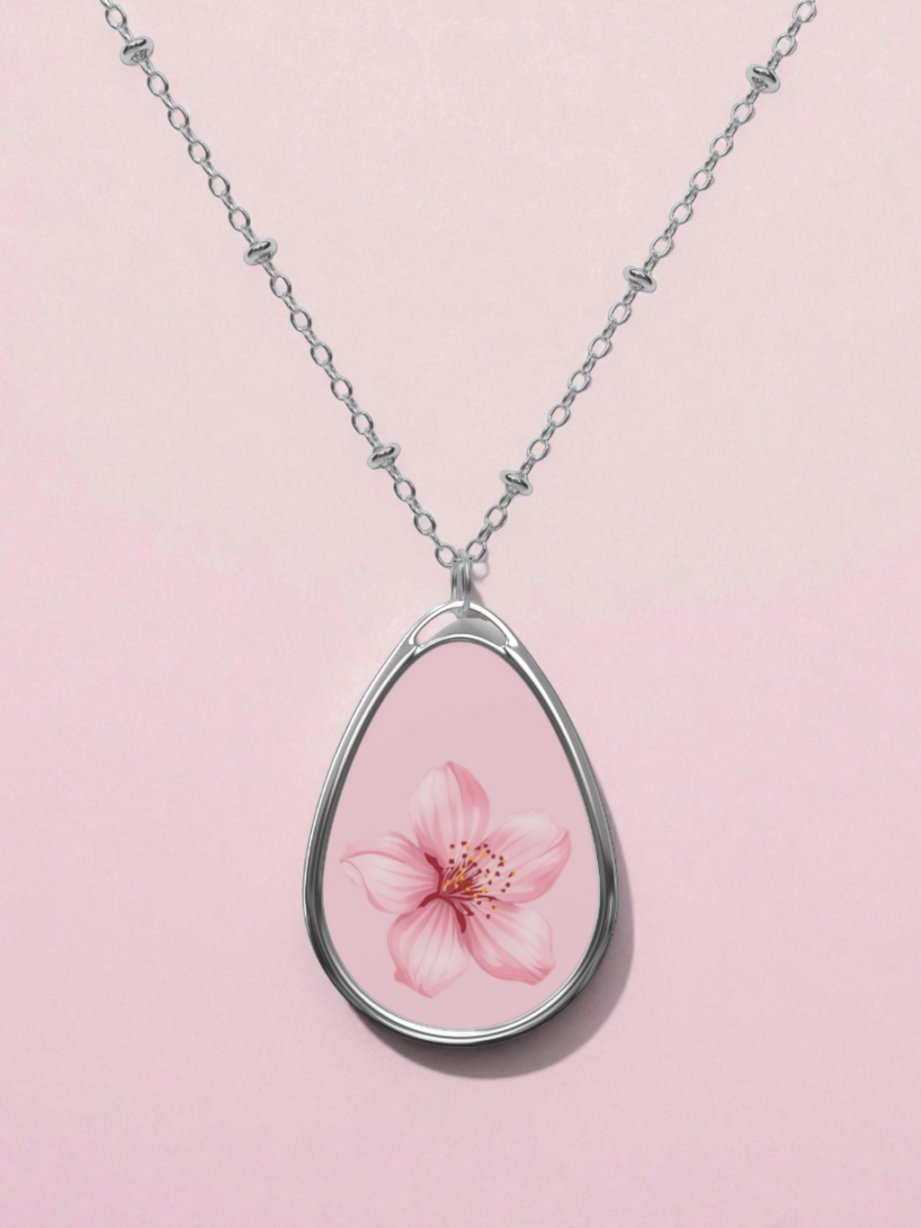 🌸 Cherry Blossom Oval Pendant Necklace — District Curated Original