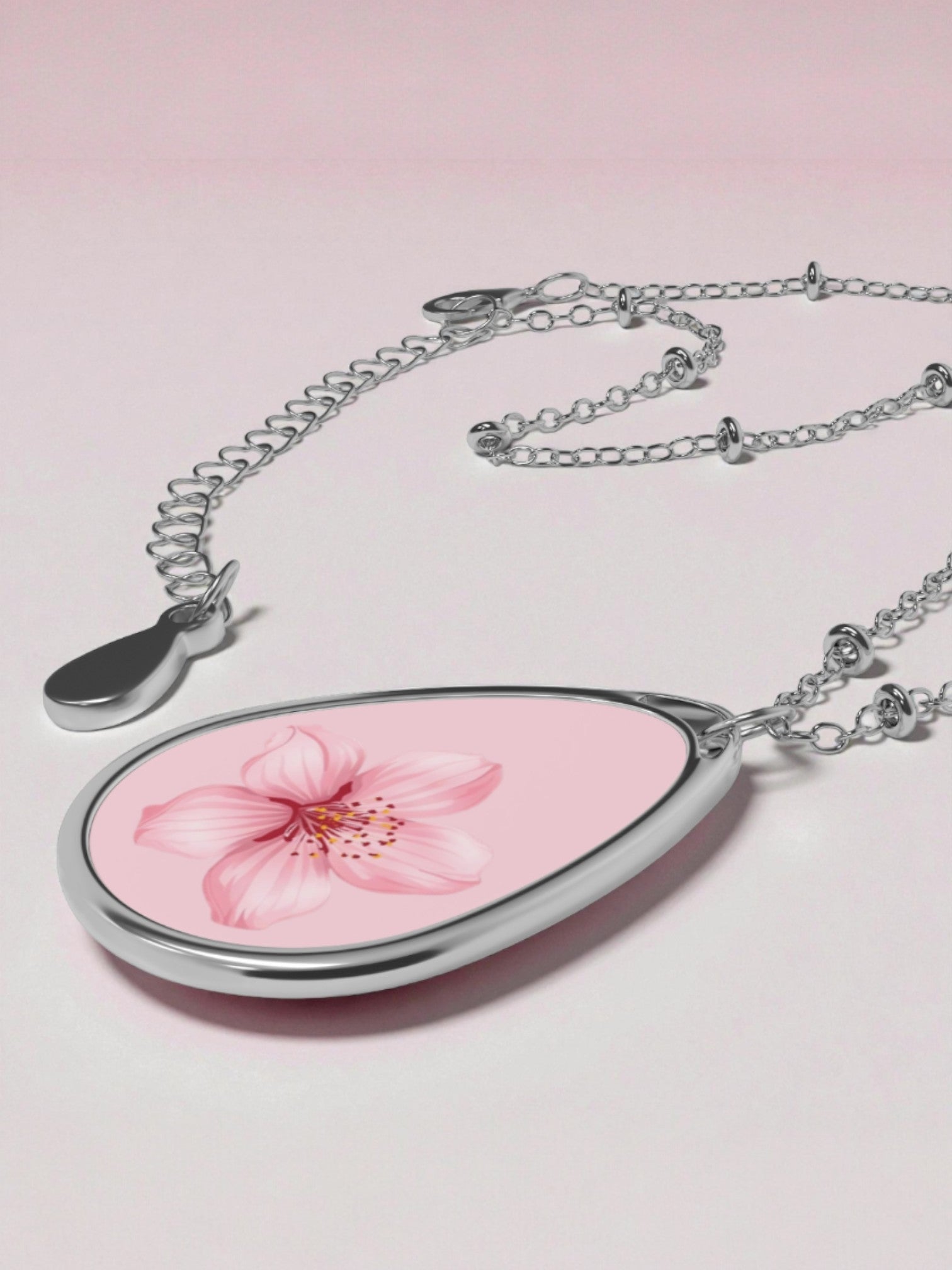 🌸 Cherry Blossom Oval Pendant Necklace — District Curated Original