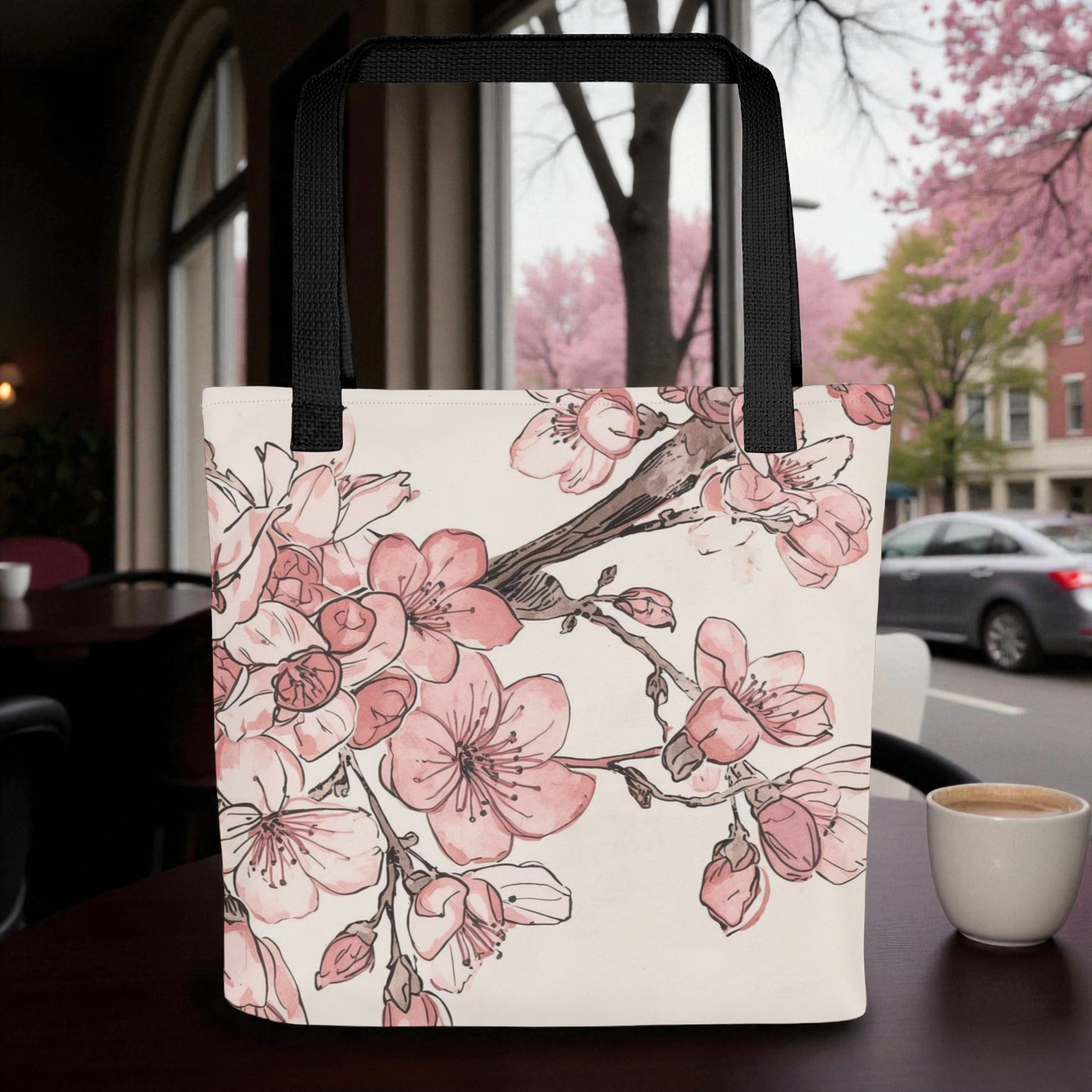🌸 Sketch Cherry Blossom Tote — Artistic Minimalism Meets Everyday Elegance