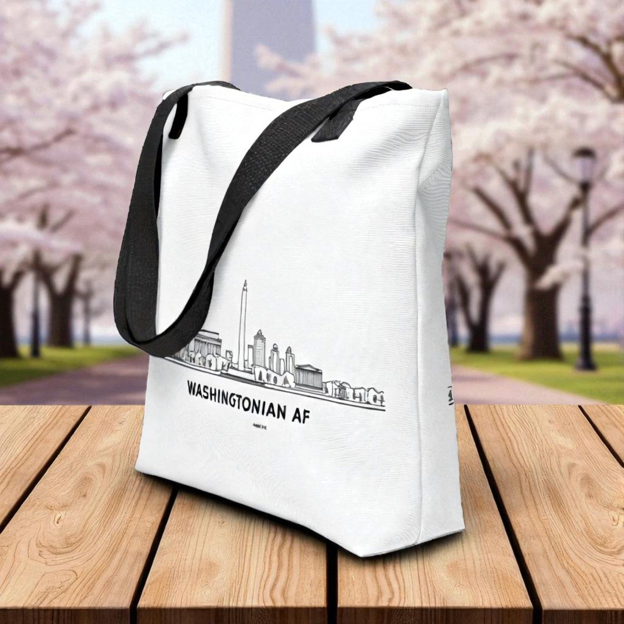 🖤 “Washingtonian AF” Tote Bag — Minimal DC Skyline Edition