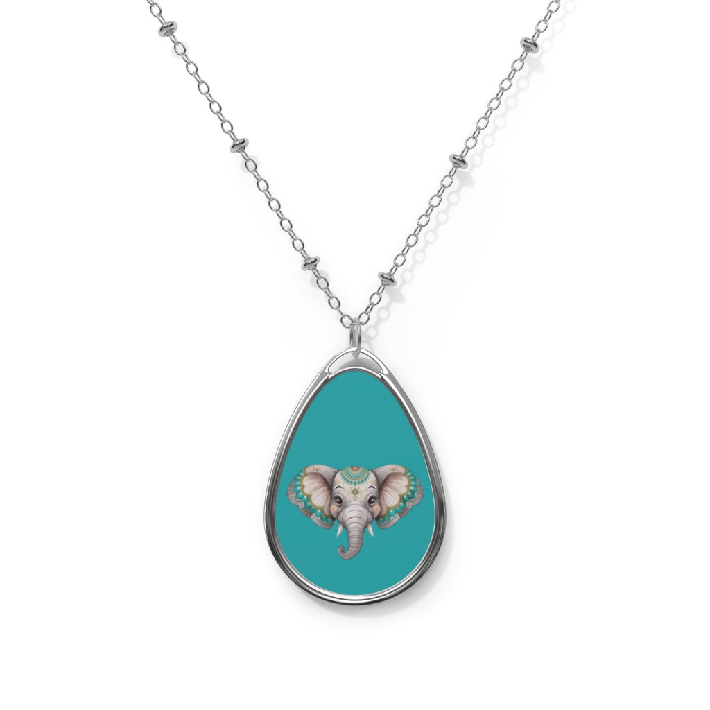 Elephant Elegance Pendant Necklace — Teal Ellipse | District Curated