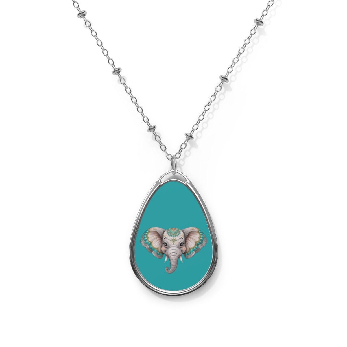 Elephant Elegance Pendant Necklace — Teal Ellipse | District Curated