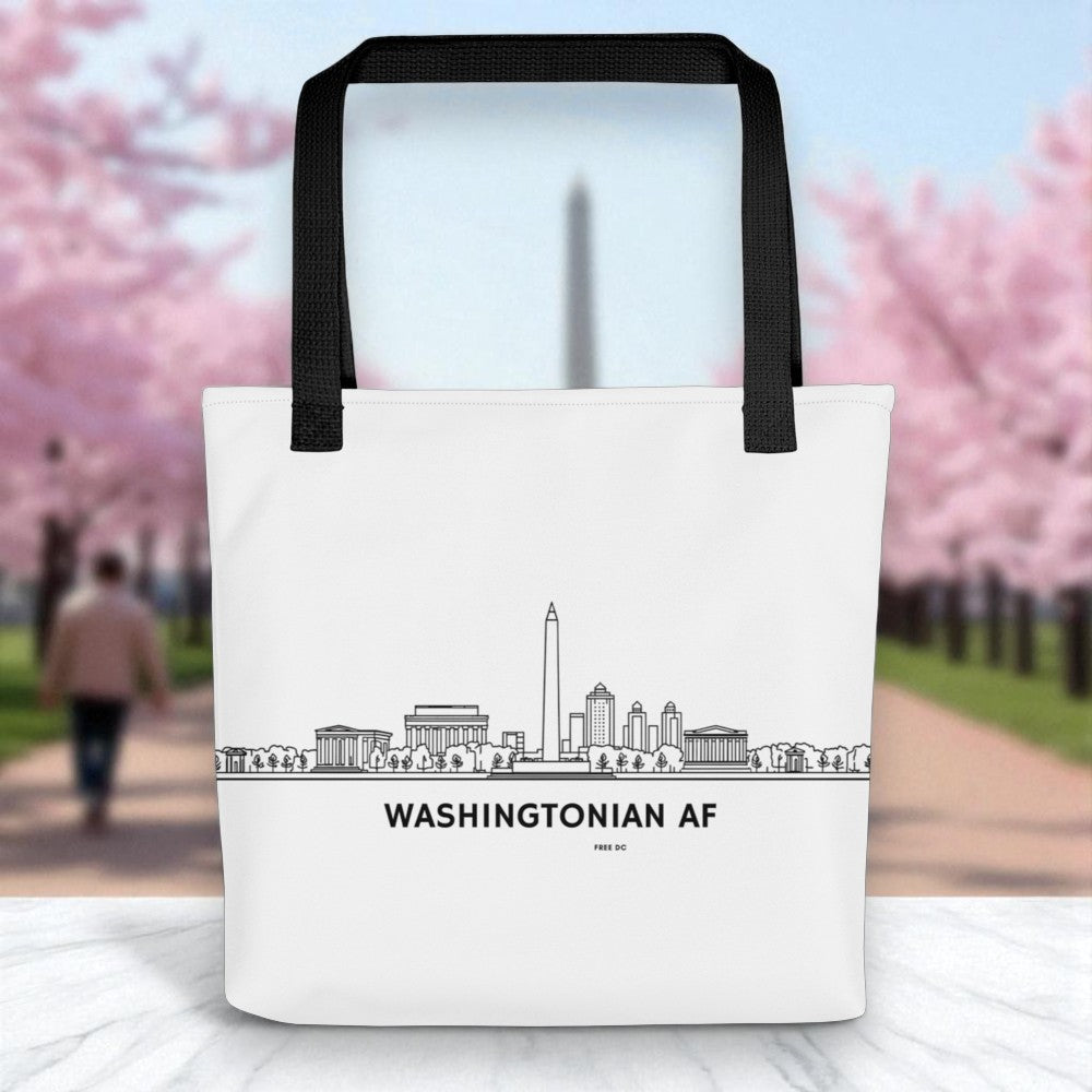 🖤 “Washingtonian AF” Tote Bag — Minimal DC Skyline Edition