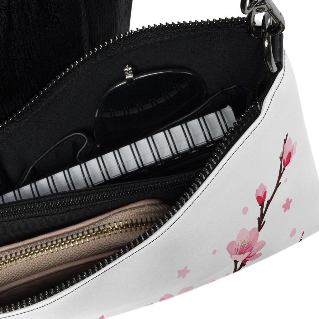 Cherry Blossom Crossbody Bag – Convertible Wristlet & Pouch | Minimalist Floral Accessory by District Curated
