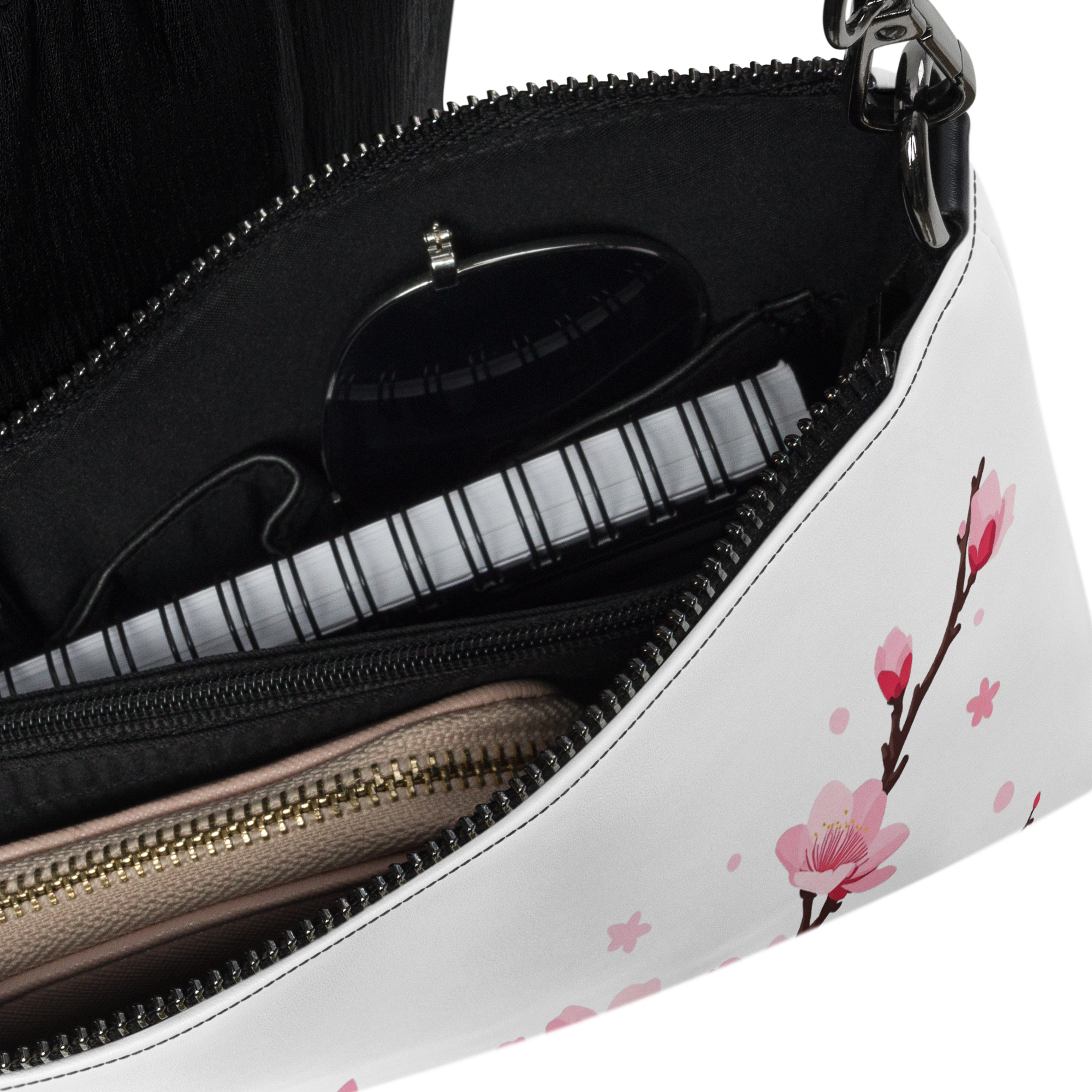 Cherry Blossom Crossbody Bag – Convertible Wristlet & Pouch | Minimalist Floral Accessory by District Curated