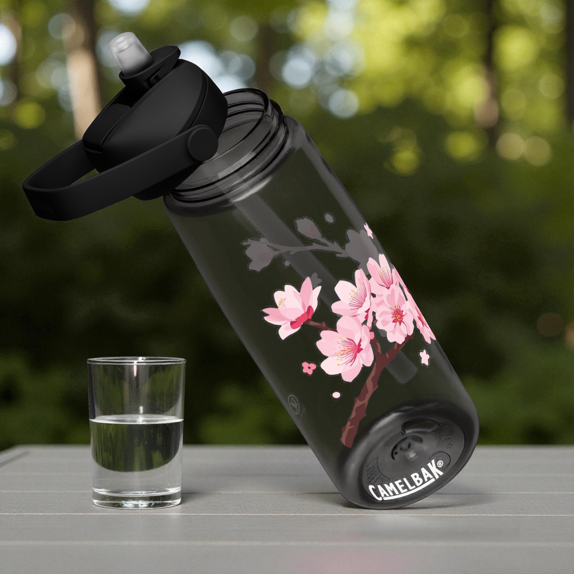 Cherry Blossom CamelBak Water Bottle – Minimalist Sakura Branch Design | District Curated🌸
