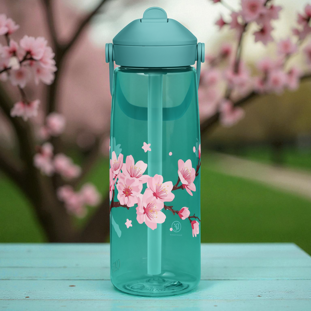Cherry Blossom CamelBak Water Bottle – Minimalist Sakura Branch Design | District Curated🌸
