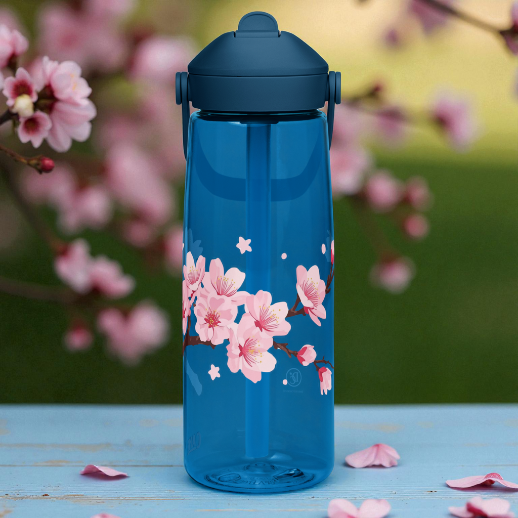 Cherry Blossom CamelBak Water Bottle – Minimalist Sakura Branch Design | District Curated🌸